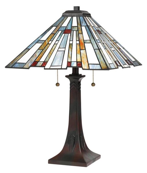 Quoizel QZ-MAYBECK-TL - Lampă de masă Tiffany MAYBECK, 2 x E27, 60 W, 230 V