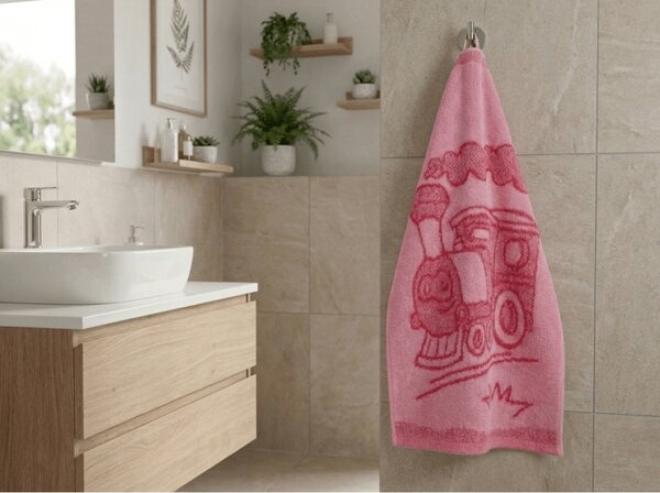 Prosop pentru copii BEBE trenulet roz 30x50 cm
