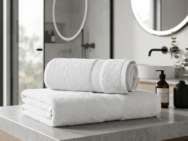 Prosop CLARYSSE ELEGANCE 60x110 cm alb, 100% bumbac