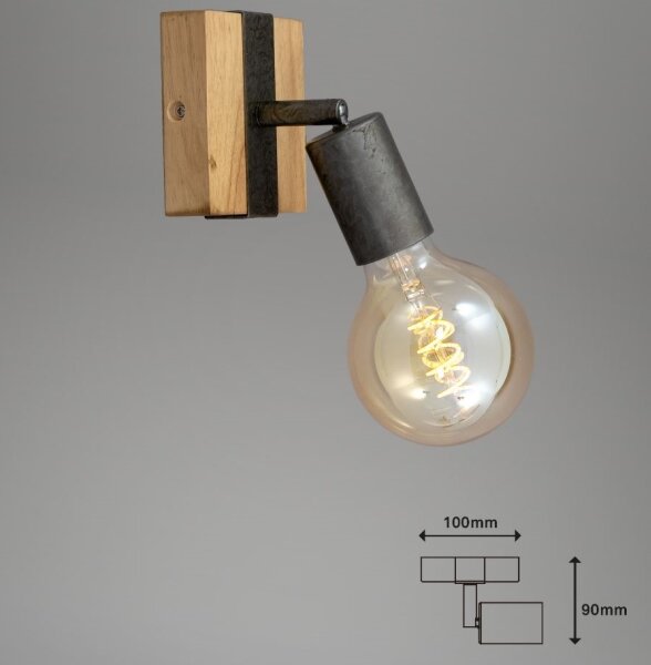 Spot de perete WOOD BASIC 1xE27/25W/230V Briloner 2900-011