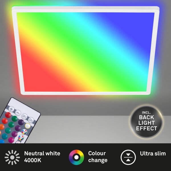Plafonieră LED RGBW dimabilă Briloner 7091-416 SLIM LED/22W/230V + telecomandă