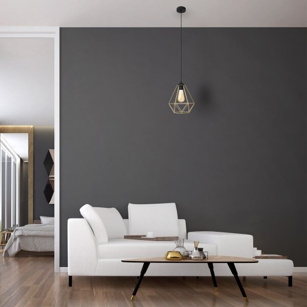 Lustră pe cablu KARO 1xE27/15W/230V auriu/negru
