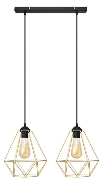 Lustră pe cablu KARO 2xE27/15W/230V auriu/negru