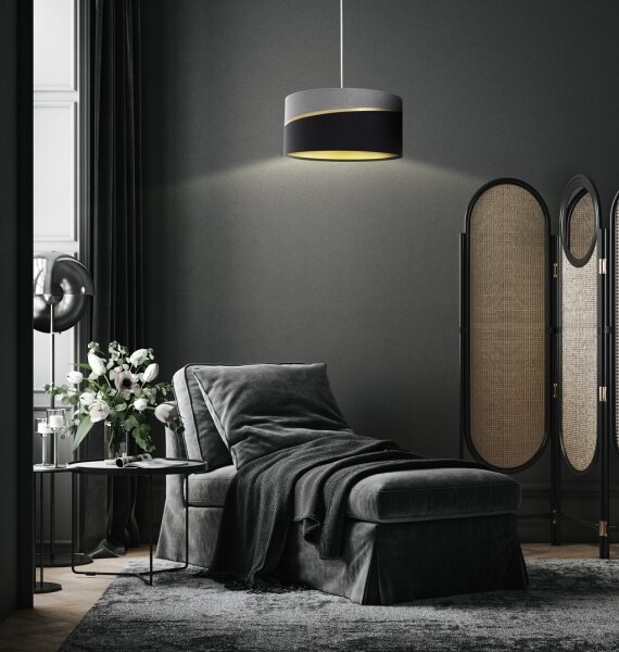 Lustră pe cablu SWING 1xE27/60W/230V negru/gri/auriu