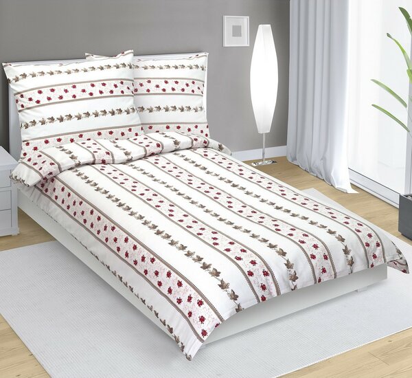 Lenjerie de pat din flanelă Bellatex Trandafir cu dungi, 140 x 220 cm, 70 x 90 cm, 140 x 220 cm, 70 x 90 cm