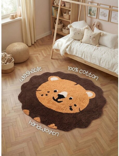 Covor pentru copii portocaliu/maro lavabil/țesut manual din bumbac 112x120 cm Snuggle Lea – Hanse Home