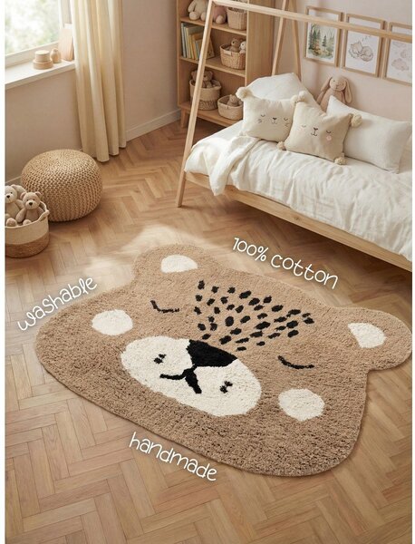 Covor pentru copii maro deschis lavabil/țesut manual din bumbac 93x120 cm Snuggle Bea – Hanse Home