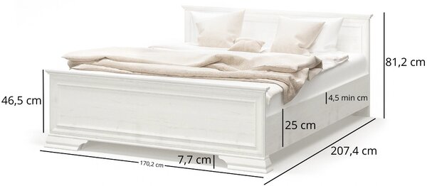 Pat dormitor clasic IRYS 160x200, pin alb anderson, PAL laminat