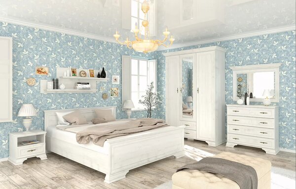 Pat dormitor clasic IRYS 160x200, pin alb anderson, PAL laminat