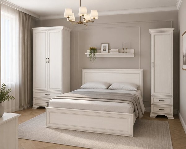 Mobilier dormitor clasic TIFFANY II-2, grej, PAL laminat, 4 piese