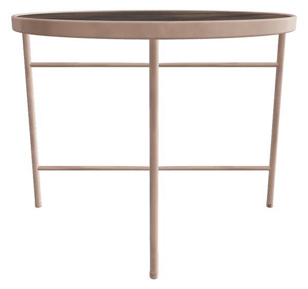 Masuta Isabelle, negru cu efect de marmura/bej, sticla/otel, 60x60x45