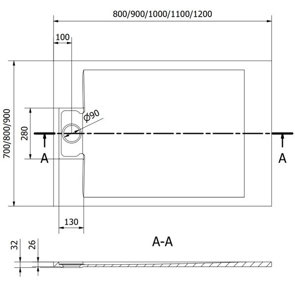 Mexen Otto cadă de duș dreptunghiulară SMC 100 x 80 cm, alb - 4N108010