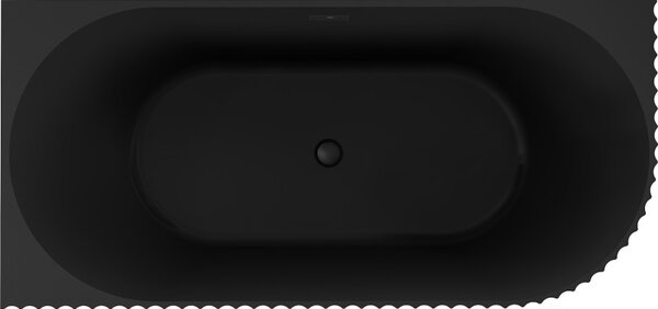 Mexen Gia cadă de colț cu nervuri stânga 170 x 80 cm, negru mat, preaplin negru - 52701708071L-70