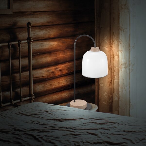 Lampă de masă NONNA 1xE27/60W/230V stejar/alb/gri Kolarz A1352.71.Gr