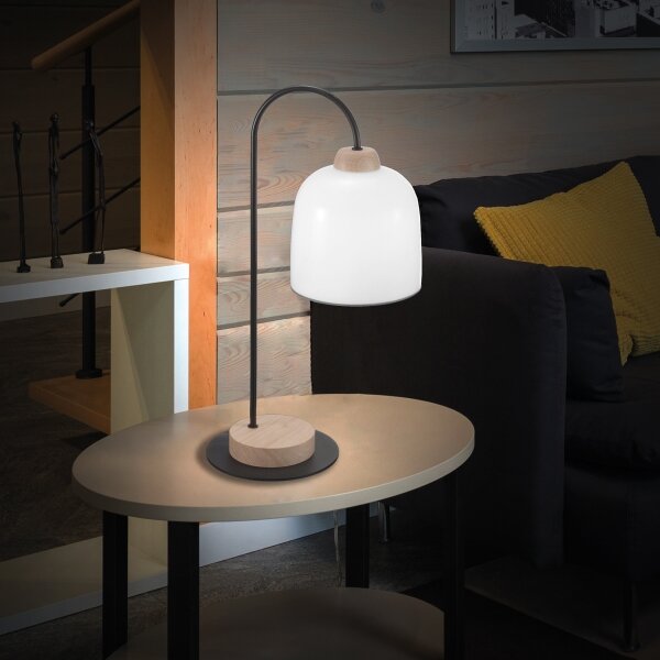 Lampă de masă NONNA 1xE27/60W/230V stejar/alb/gri Kolarz A1352.71.Gr