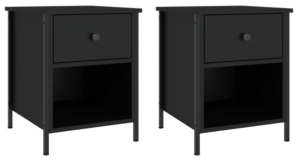 Noptiere, 2 buc., negru, 40x42x50 cm, lemn compozit