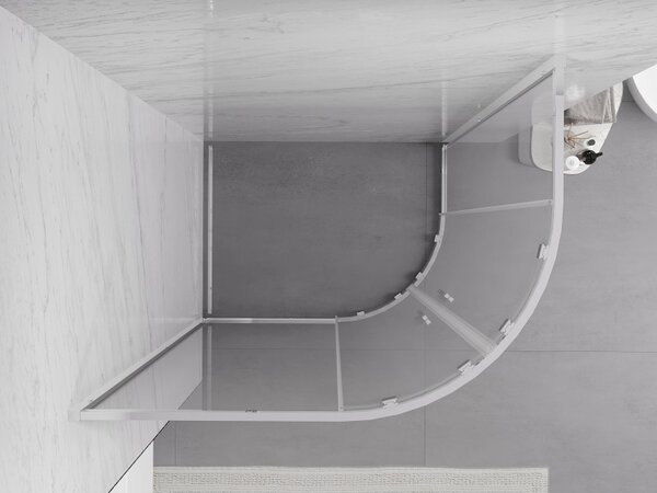 Mexen Exo-S Duo cabină de duș semicirculară asimetrică glisantă 100 x 80 cm, transparentă, crom - 8132-100-080-01-00