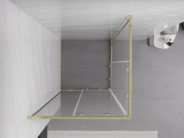 Mexen Exo cabină de duș pătrată culisantă 100 x 100 cm, transparentă, aurie - 8111-100-100-50-00