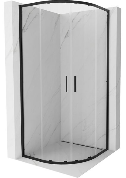 Mexen Exo-S Duo cabina de duș semicirculară glisantă 90 x 90 cm, transparentă, neagră - 8132-090-090-70-00