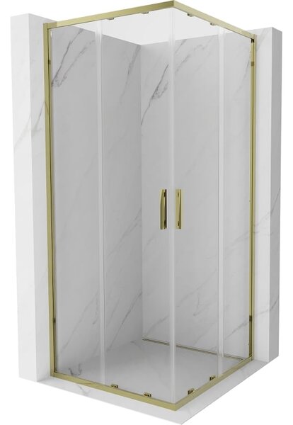 Mexen Exo cabină de duș pătrată culisantă 100 x 100 cm, transparentă, aurie - 8111-100-100-50-00