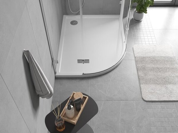 Mexen Flow cabină de duș semirotundă asimetrică slim dreapta 90 x 80 cm, alb lucios - 46Q108090R