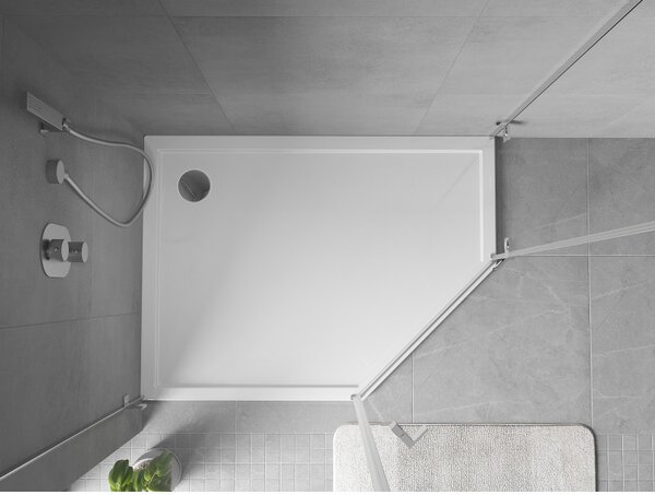 Mexen Flow cadă de duș pentagonală slim stânga 100 x 80 cm, alb lucios - 46P108010L