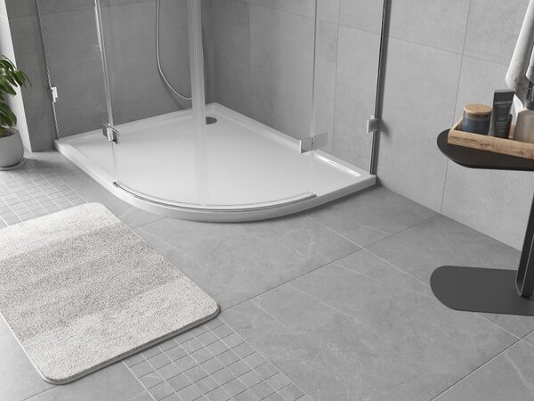 Mexen Flow cadă de duș asimetrică semicirculară slim stânga 90 x 80 cm, alb lucios - 46Q108090L