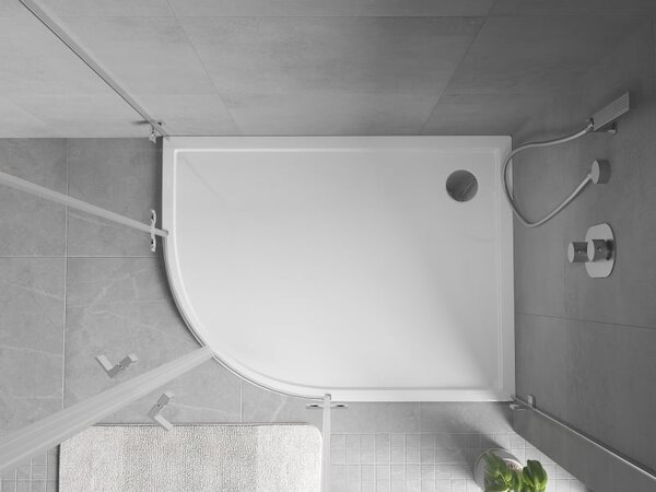 Mexen Flow cabină de duș semirotundă asimetrică slim dreapta 90 x 80 cm, alb lucios - 46Q108090R