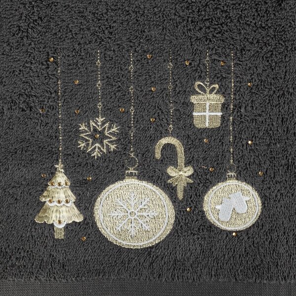 Prosop din bumbac cu model de Crăciun negru cu decorațiuni Lățime: 50 cm | Lungime: 90 cm