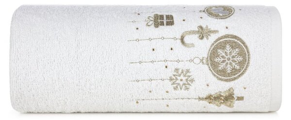 Prosop din bumbac cu model de Crăciun alb cu decorațiuni Lăţime: 70 cm | Lungime: 140 cm