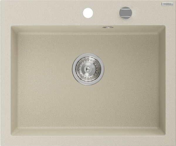 Mexen Elix chiuvetă de bucătărie din granit cu o cuvă 600 x 500 mm, bej, cu sifon cromat - 6525601005-69