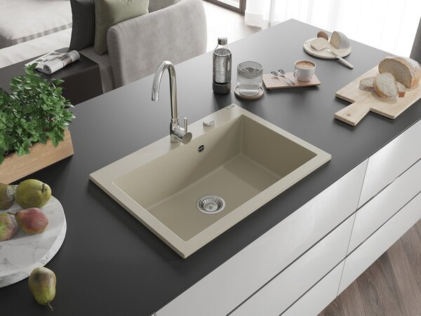 Mexen Elix chiuvetă granit 1-cameră 700 x 500 mm, bej, sifon crom - 6526701005-69