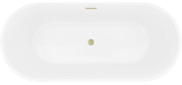 Mexen Yara cadă de baie freestanding canelată 170 x 75 cm, albă, preaplin auriu periat - 52861707500-55