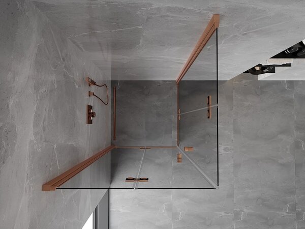Mexen Mist-F Duo cabină de duș pliabilă 80 x 80 cm, transparent, cupru periat - 8A6-080L-080P-65-00