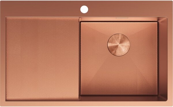 Mexen Exar chiuvetă de oțel inoxidabil cu 1 compartiment și scurgător, dreaptă 780 x 480 mm, cupru HC - 6434781010P-65HC