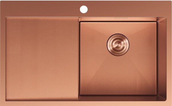 Mexen Exar chiuvetă de oțel inoxidabil cu 1 compartiment și scurgător, dreaptă 780 x 480 mm, cupru HC - 6434781010P-65HC