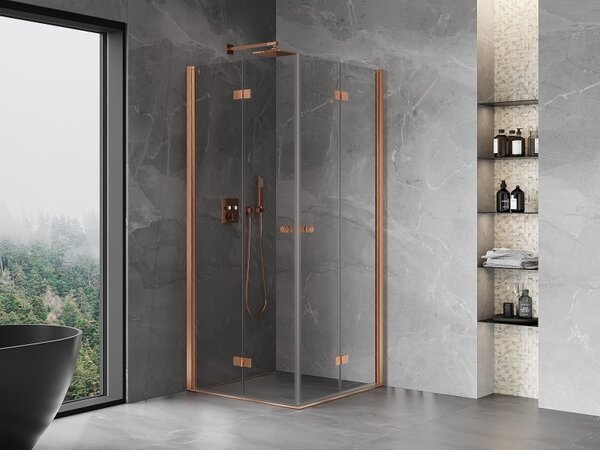 Mexen Mist-F Duo cabină de duș pliabilă 80 x 80 cm, transparent, cupru periat - 8A6-080L-080P-65-00