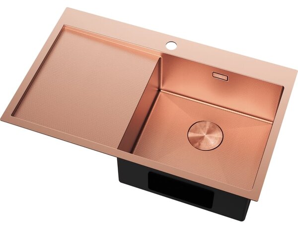 Mexen Exar chiuvetă de oțel inoxidabil cu 1 compartiment și scurgător, dreaptă 780 x 480 mm, cupru HC - 6434781010P-65HC