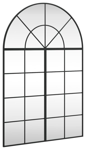 Oglindă de perete, negru, 80x120 cm, arcuită, fier