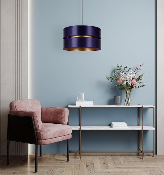 Lustră pe cablu Duolla DUO 1xE27/15W/230V d. 40 cm albastru/auriu