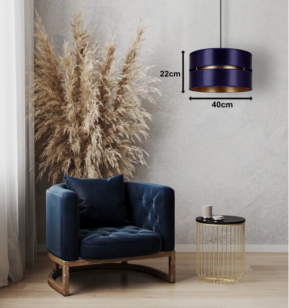 Lustră pe cablu Duolla DUO 1xE27/15W/230V d. 40 cm albastru/auriu