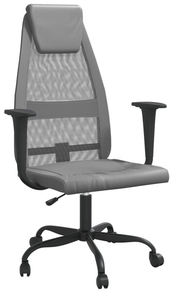 Scaun birou reglabil în înălțime, gri, piele artificială/plasă