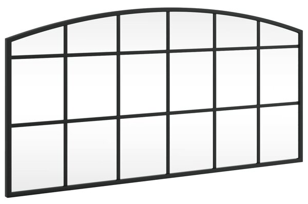 Oglindă de perete, negru, 80x40 cm, arcuită, fier