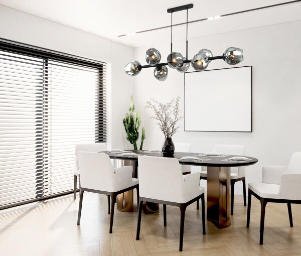 ITALUX PND-30843-8 BK+SG - Lustră pe cablu BORGO 8xE27/40W/230V negru