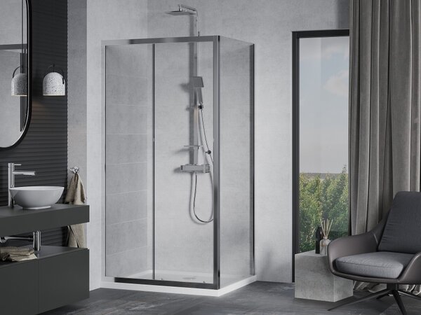 Mexen Apia cabina de duș glisantă 120 x 90 cm, transparent, crom + cădiță plată - 840-120-090-01-00-4010