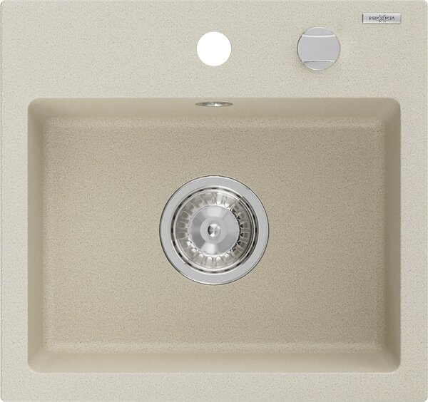 Mexen Milo chiuvetă de bucătărie din granit cu 1 cuvă, 435 x 410 mm, bej, sifon cromat - 6505441000-69