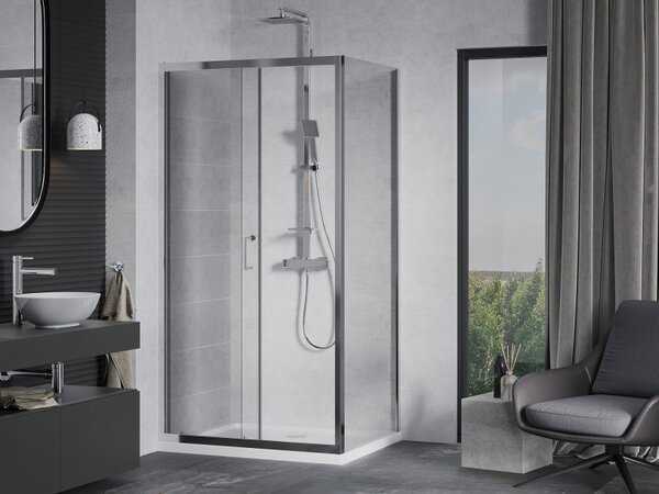 Mexen Apia cabina de duș glisantă 120 x 90 cm, transparent, crom + cădiță plată - 840-120-090-01-00-4010