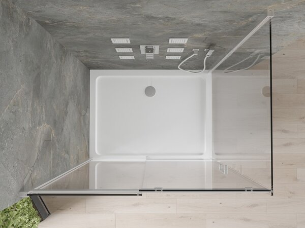 Mexen Omega cabina de duș culisantă 120 x 70 cm, transparentă, cromată + cadă Flat - 825-120-070-01-00-4010