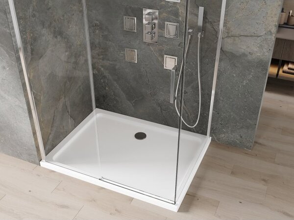 Mexen Omega cabina de duș culisantă 120 x 70 cm, transparentă, cromată + cadă Flat - 825-120-070-01-00-4010
