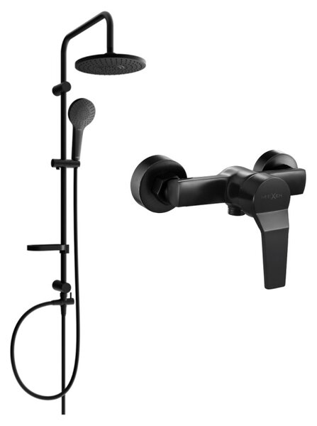 Mexen Caro Erik set duș montat pe suprafață cu cap de duș și baterie de duș, negru - 746640205-70